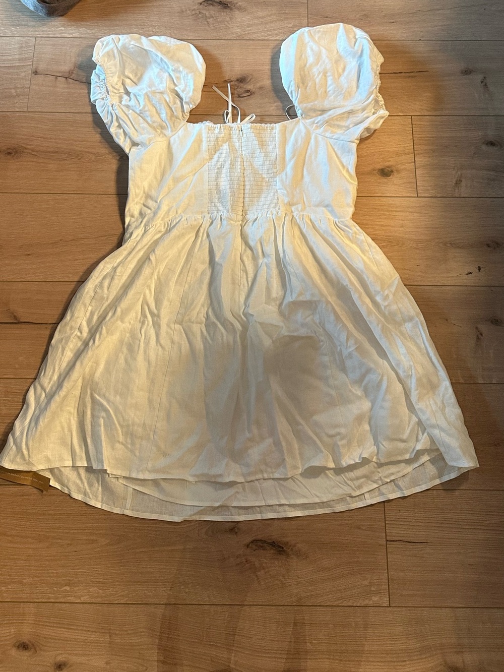 Reformation Malvina Linen Dress White Puff Sleeve Square Neck Mini 10 - Picture 7 of 7